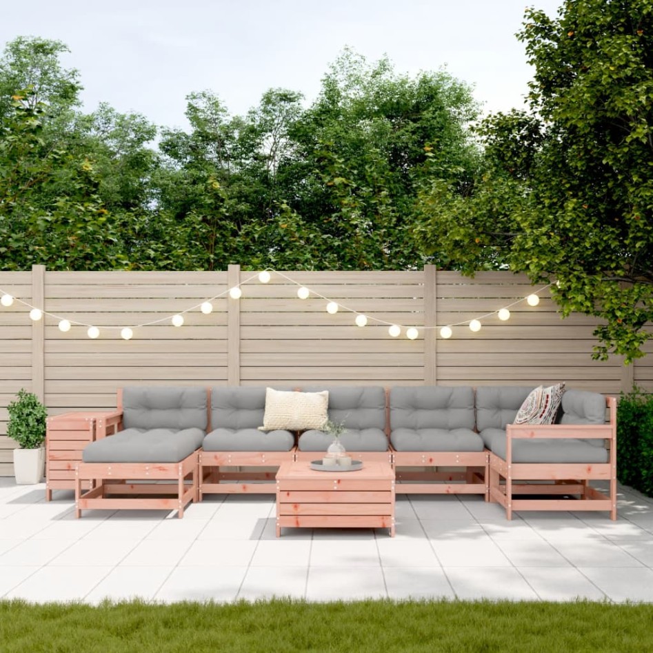 Juego de sofás de jardín 9 pzas madera maciza de abeto