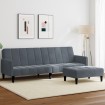 Sofá cama de 2 plazas con taburete terciopelo gris oscuro