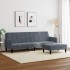 Sofá cama de 2 plazas con taburete terciopelo gris