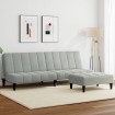 Sofá cama de 2 plazas con taburete terciopelo gris claro