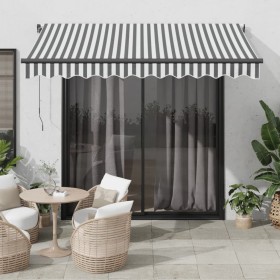 Toldo retráctil automático gris antracita y blanco 300x250