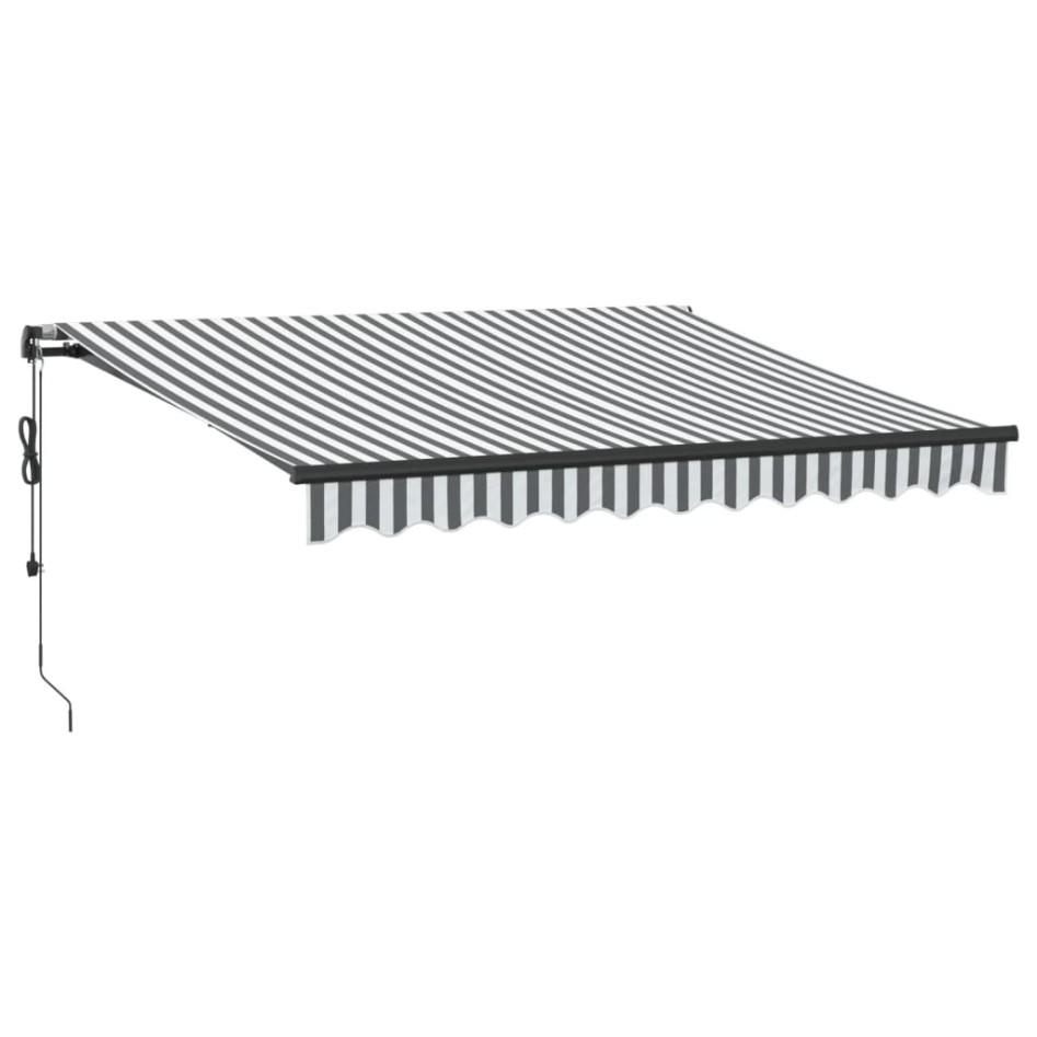 Toldo retráctil automático gris antracita y blanco 300x250