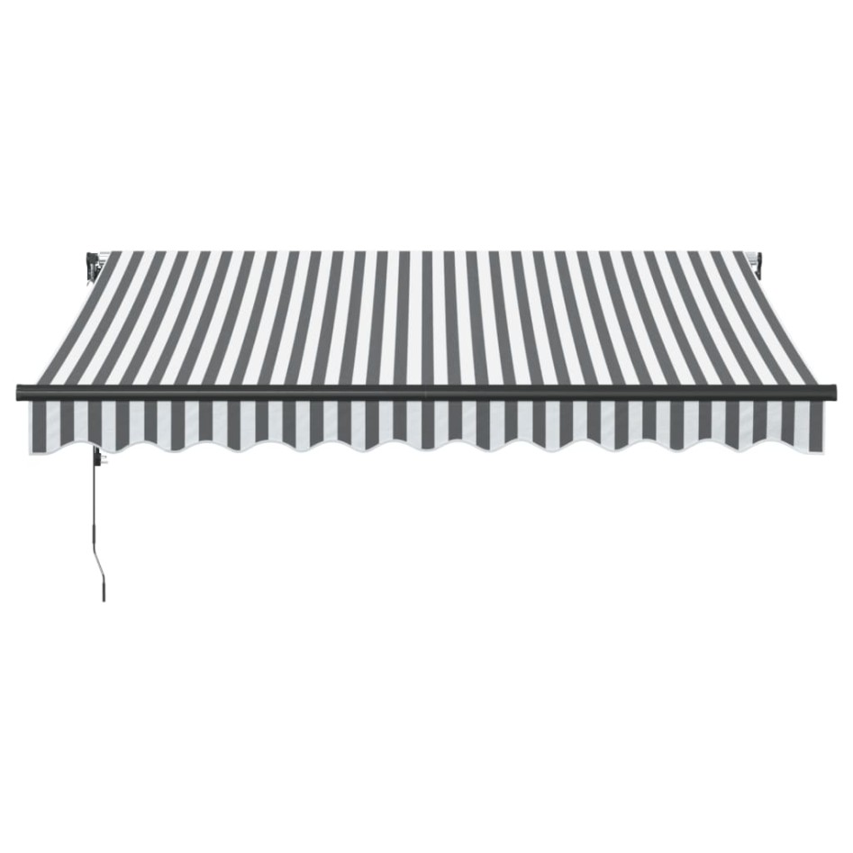 Toldo retráctil automático gris antracita y blanco 300x250