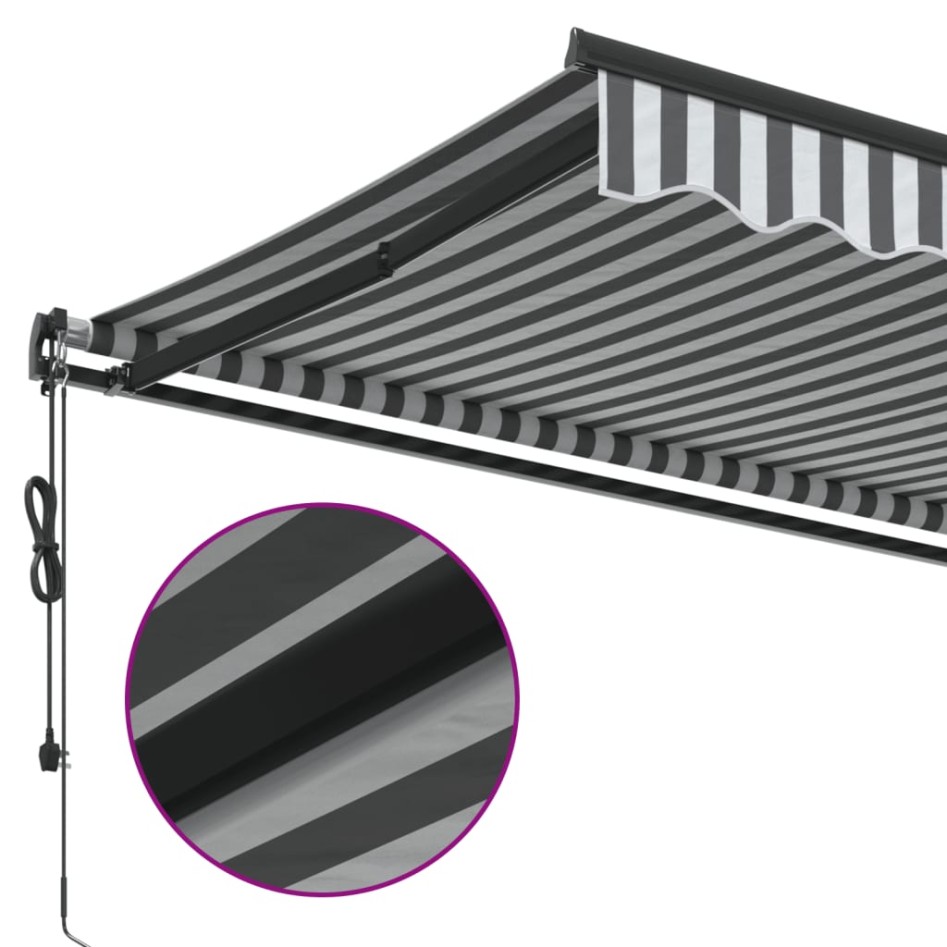 Toldo retráctil automático gris antracita y blanco 300x250