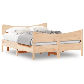 Estructura de cama con cabecero madera maciza pino 160x200