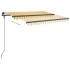 Toldo automático retráctil con postes amarillo y blanco 3x2,5