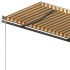 Toldo automático retráctil con postes amarillo y blanco 3x2,5