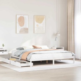 Cama sin colchón madera maciza de pino blanca 180x200