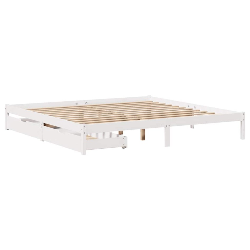 Cama sin colchón madera maciza de pino blanca 180x200