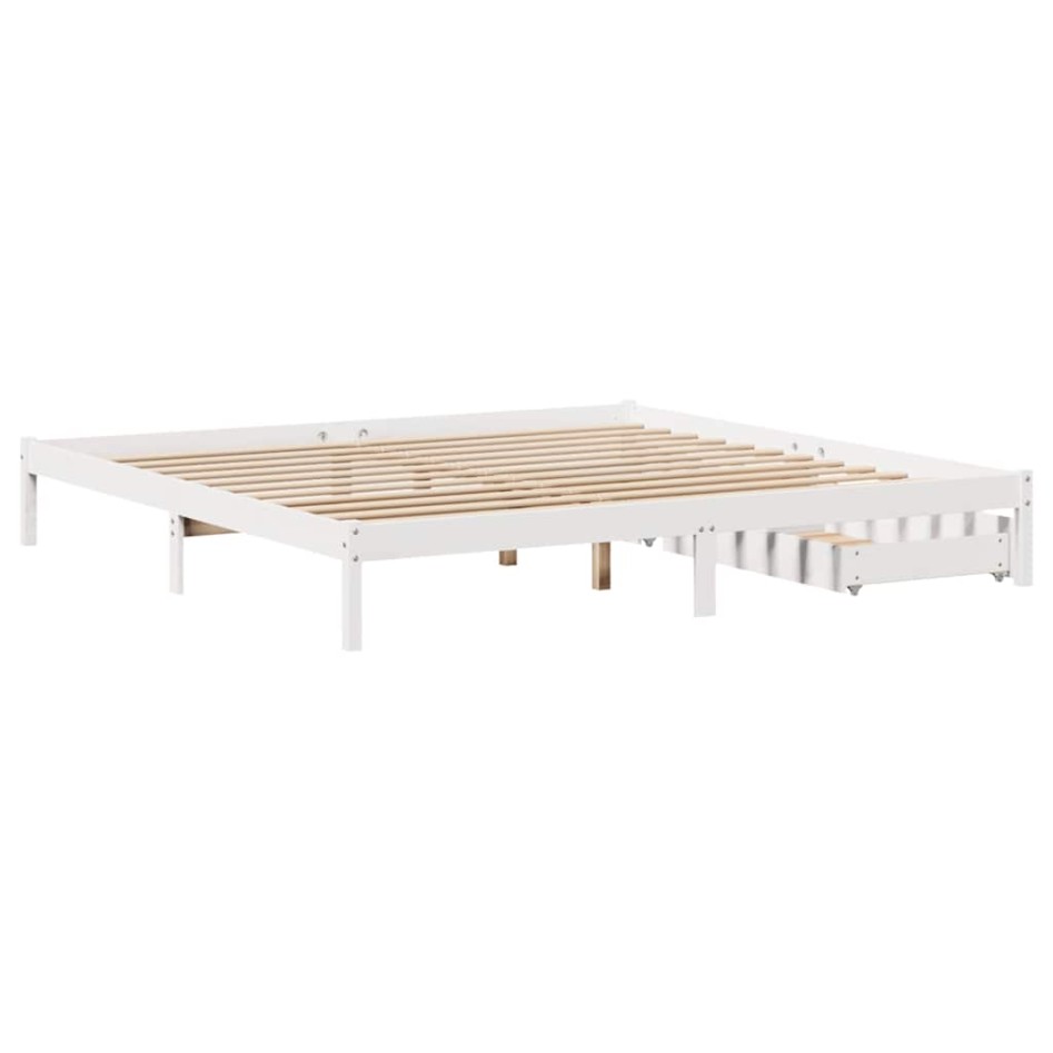 Cama sin colchón madera maciza de pino blanca 180x200