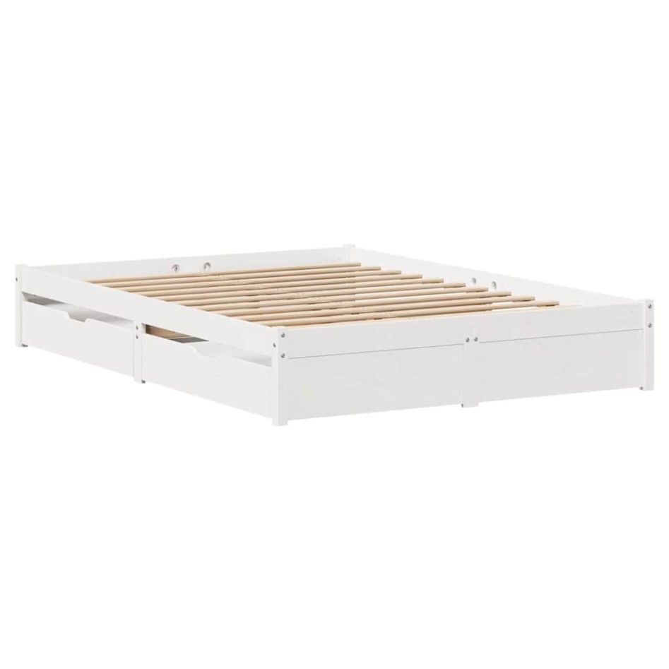 Estructura de cama sin colchón madera de pino blanca 140x200