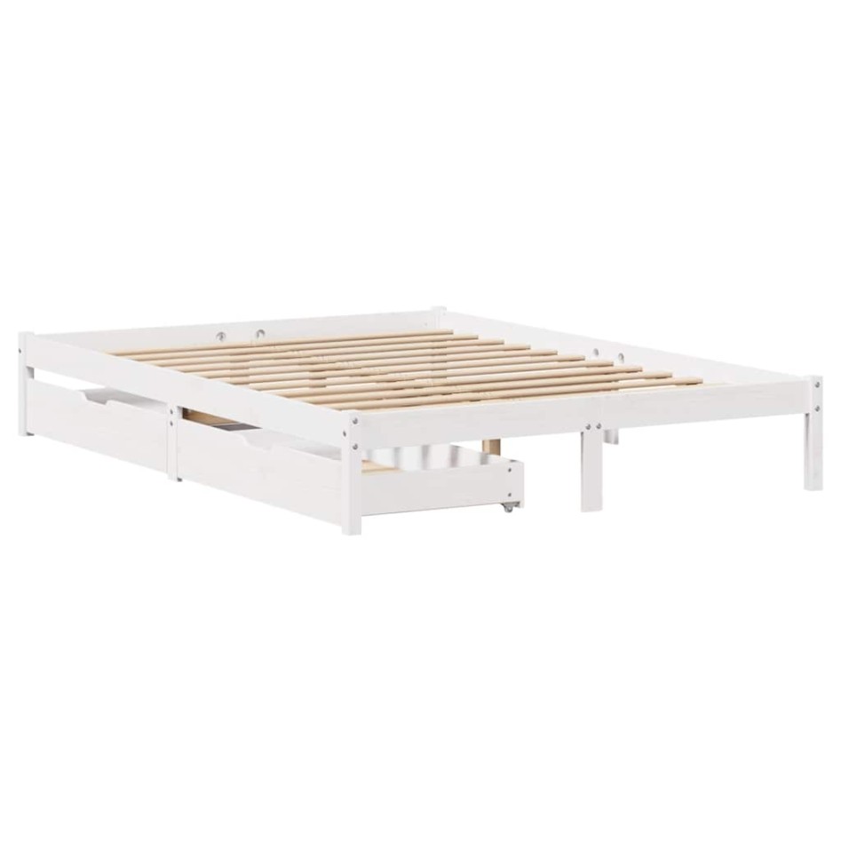 Estructura de cama sin colchón madera de pino blanca 140x190