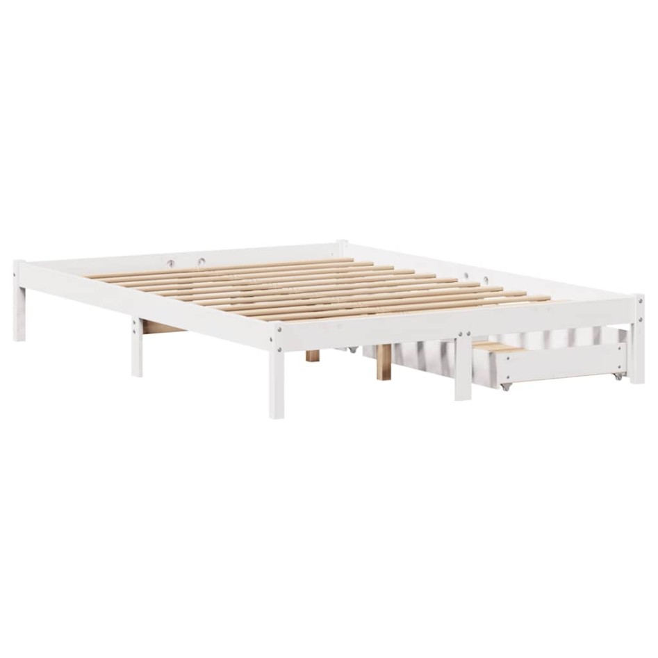 Estructura de cama sin colchón madera de pino blanca 140x190