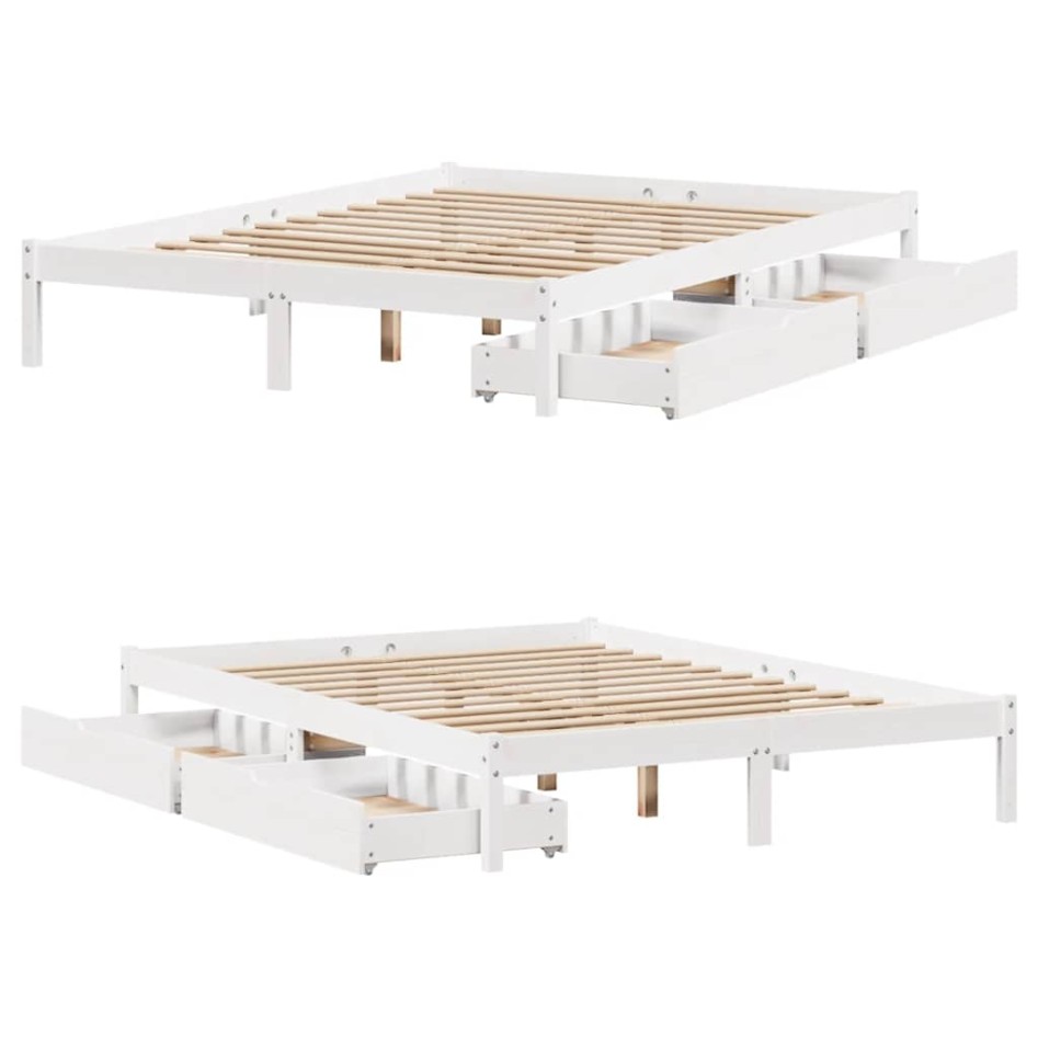 Estructura de cama sin colchón madera de pino blanca 140x190