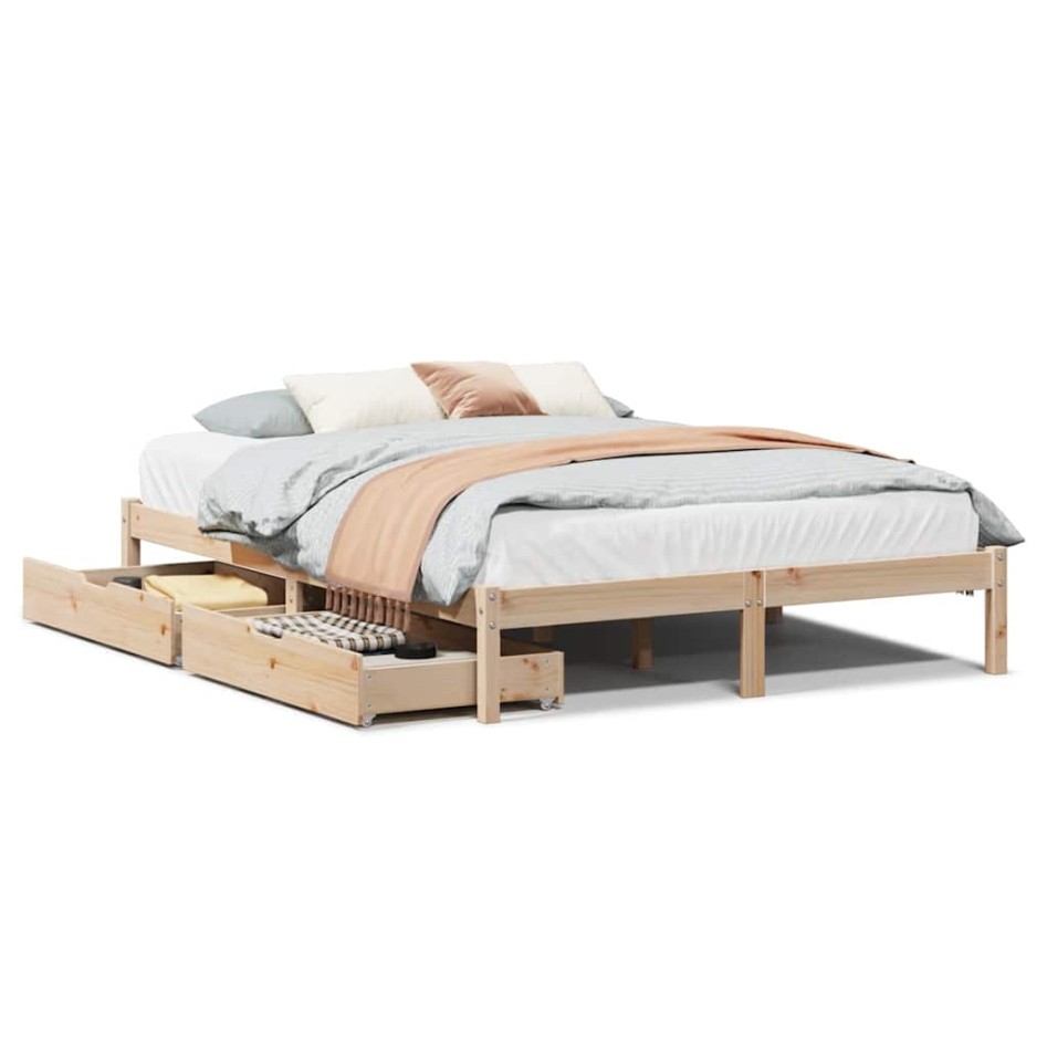 Estructura de cama sin colchón madera de pino maciza 120x200