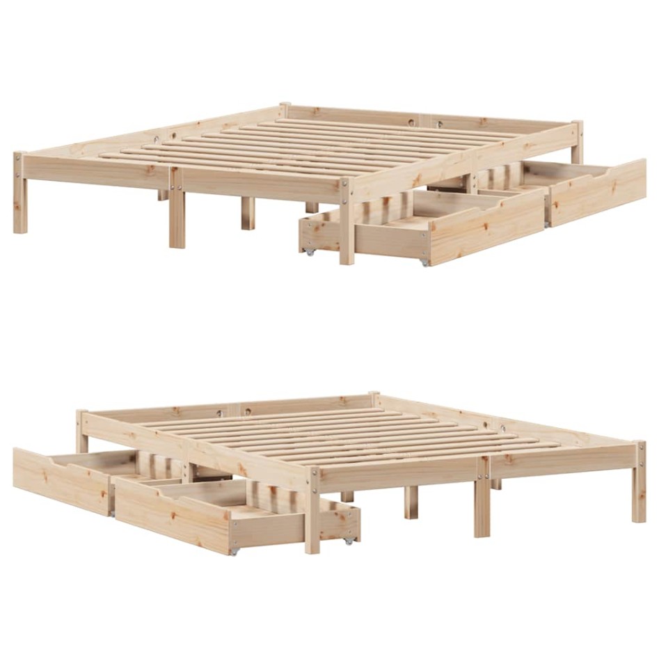 Estructura de cama sin colchón madera de pino blanca 140x200