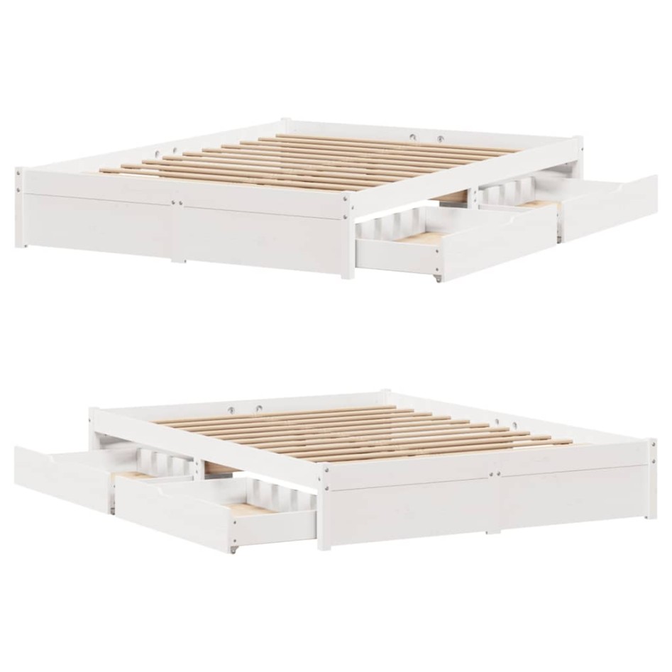 Estructura de cama sin colchón madera de pino blanca 120x200