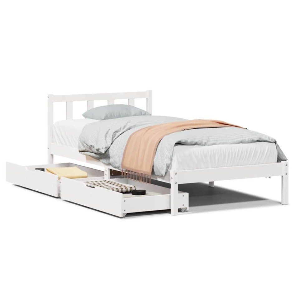 Estructura de cama sin colchón madera maciza blanca 75x190