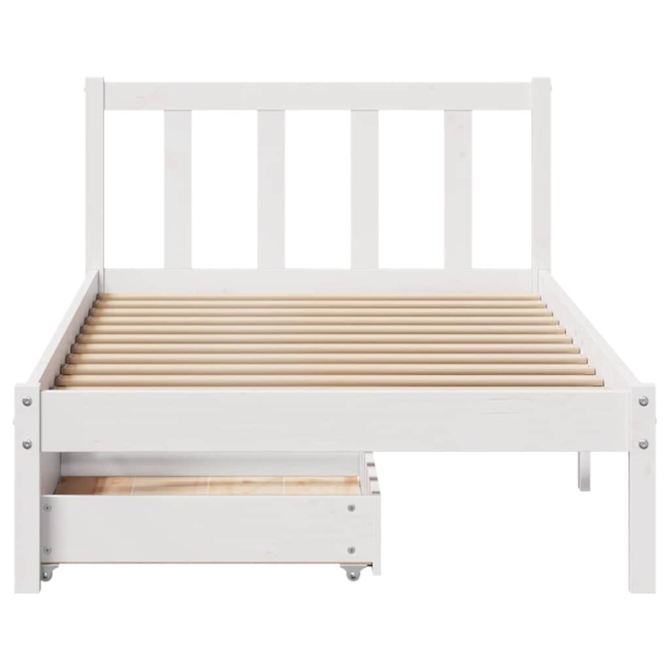 Estructura de cama sin colchón madera maciza blanca 75x190