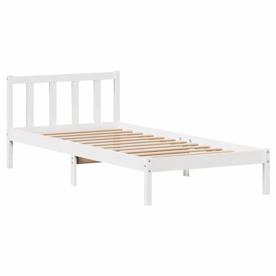 Estructura de cama sin colchón madera maciza blanca 75x190