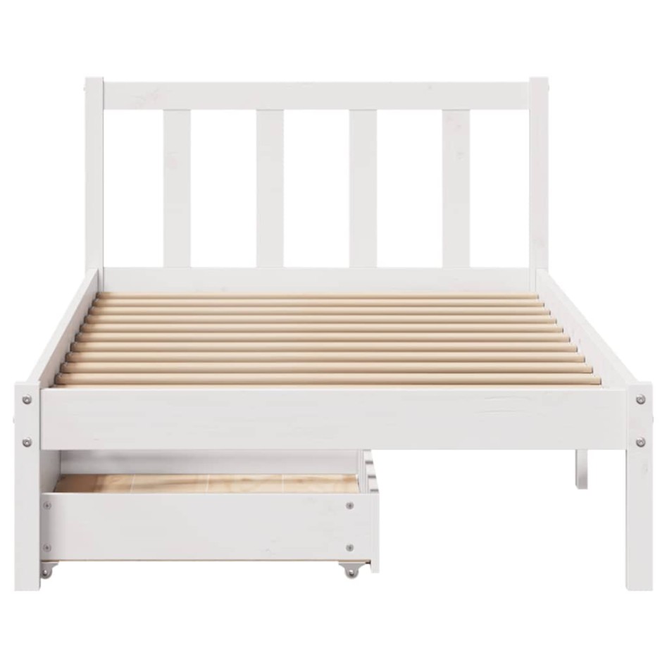 Estructura de cama sin colchón madera maciza blanca 90x190