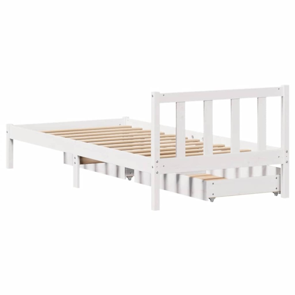 Estructura de cama sin colchón madera maciza blanca 90x190