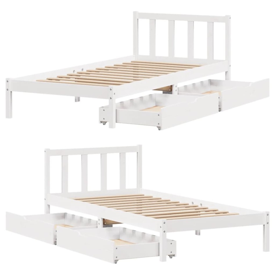 Estructura de cama sin colchón madera maciza blanca 90x190
