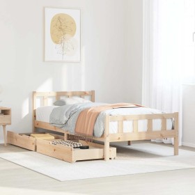 Estructura de cama sin colchón madera maciza de pino 90x190