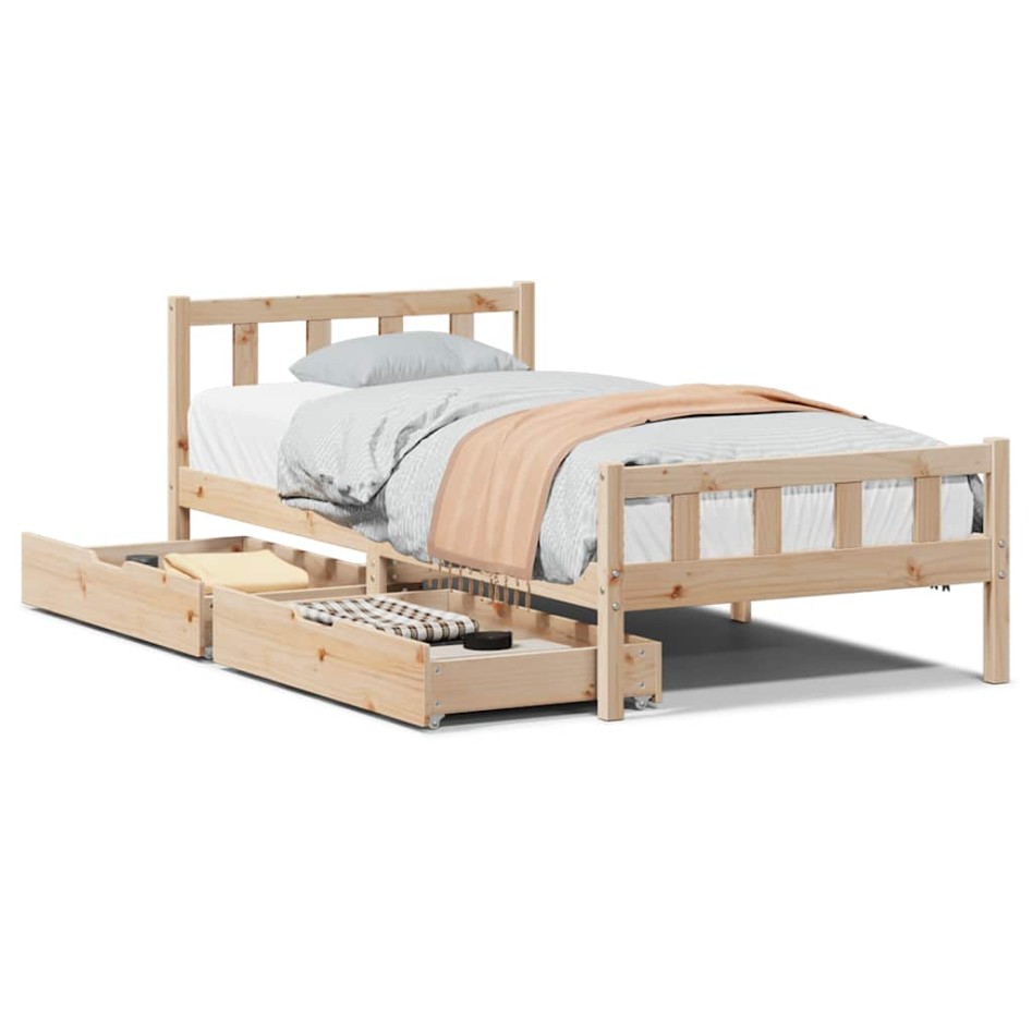 Estructura de cama sin colchón madera maciza de pino 90x190