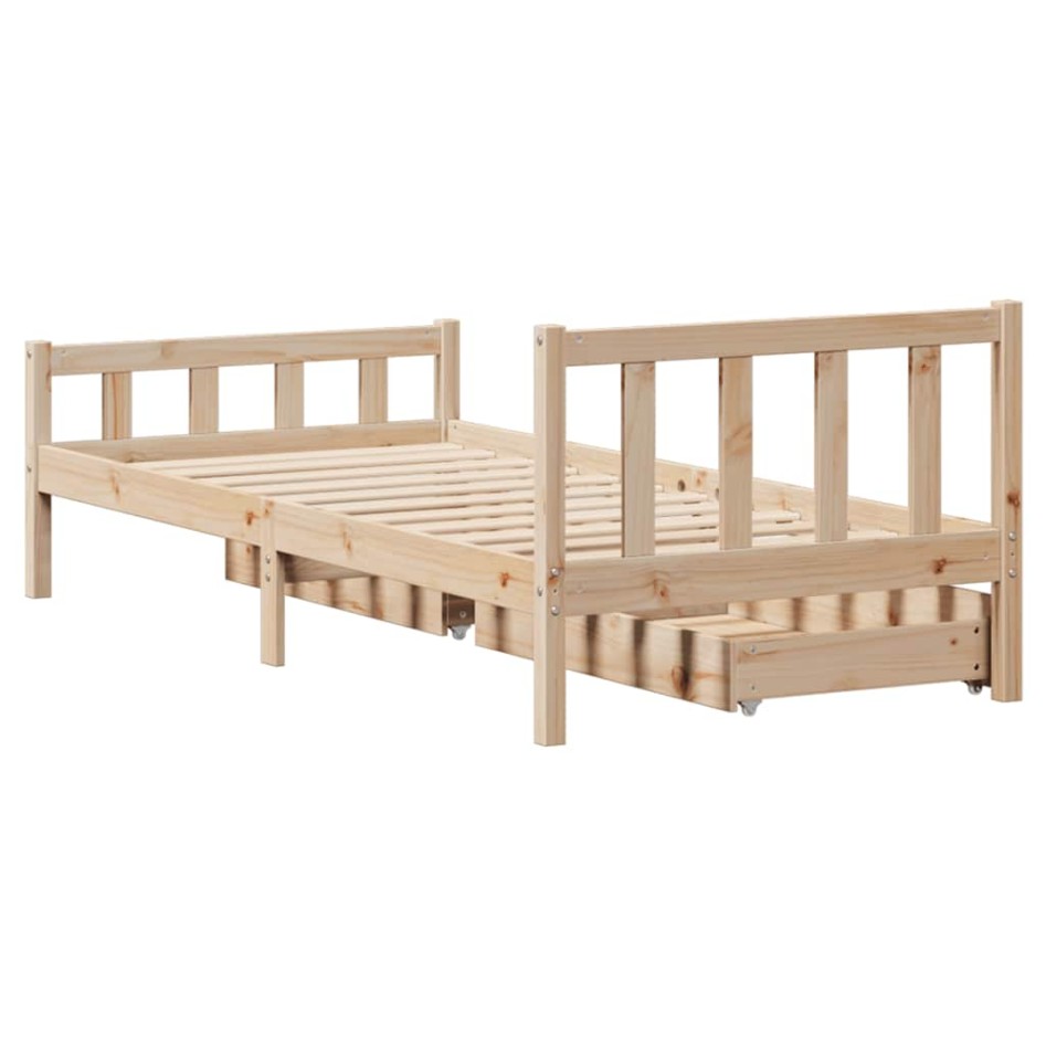 Estructura de cama sin colchón madera maciza de pino 90x190