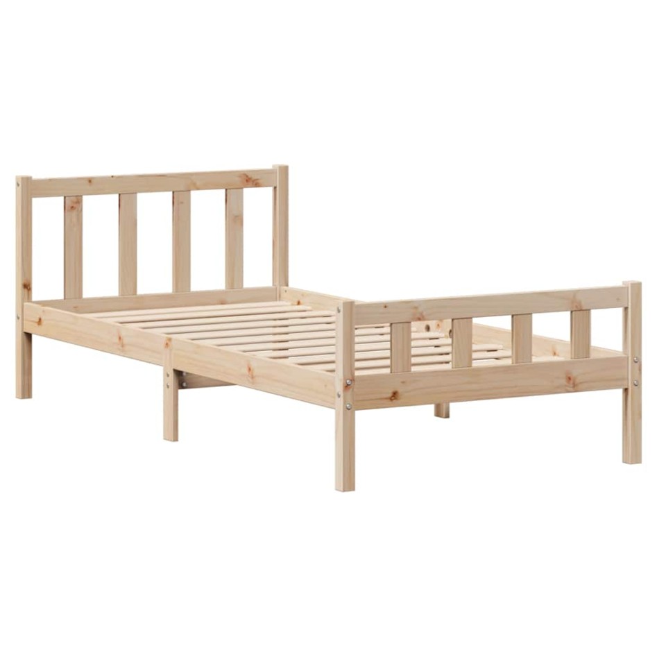 Estructura de cama sin colchón madera maciza de pino 90x190