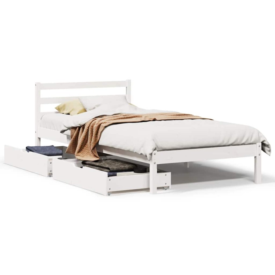 Estructura de cama sin colchón madera maciza blanca 90x190