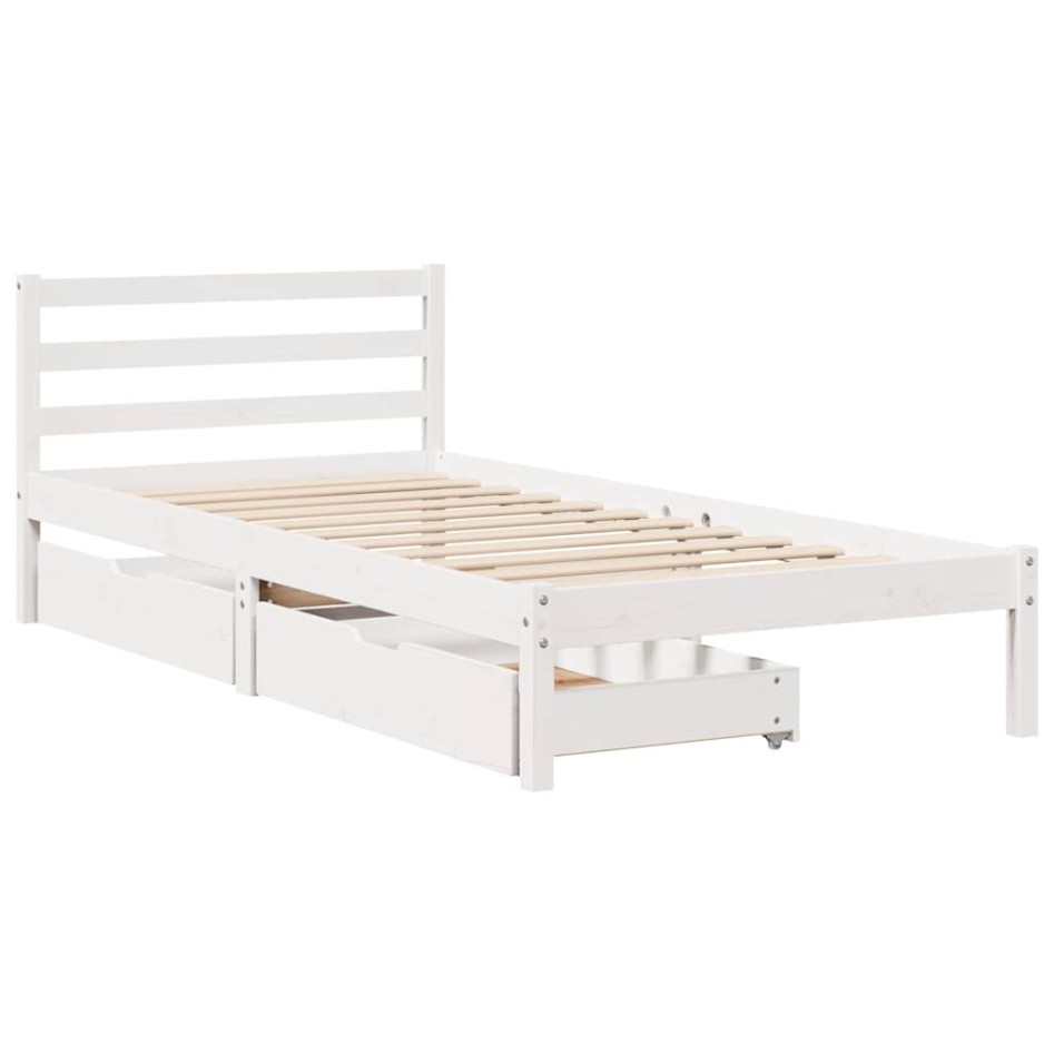Estructura de cama sin colchón madera maciza blanca 90x190