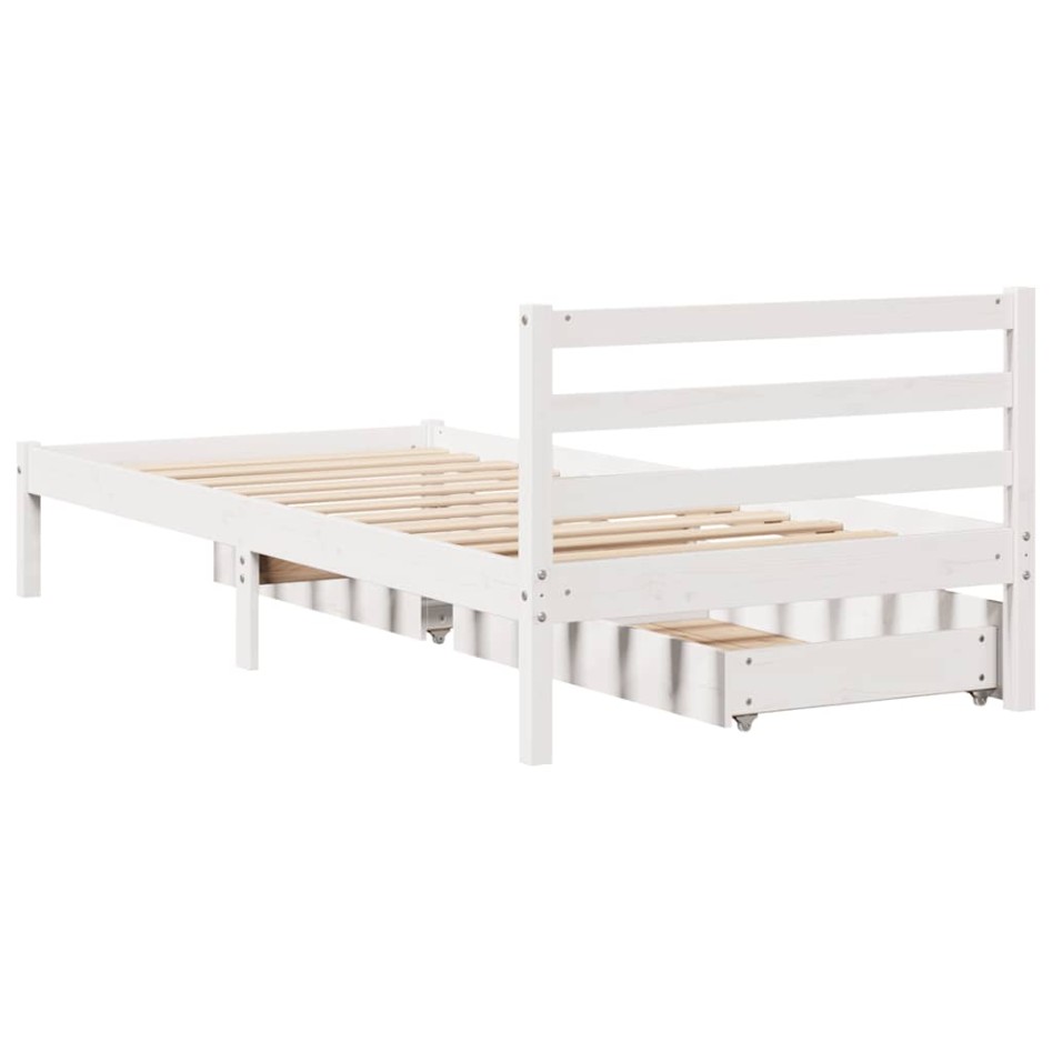Estructura de cama sin colchón madera maciza blanca 90x190