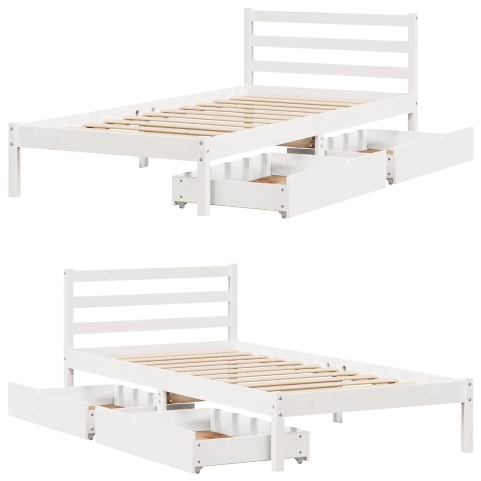 Estructura de cama sin colchón madera maciza blanca 90x190