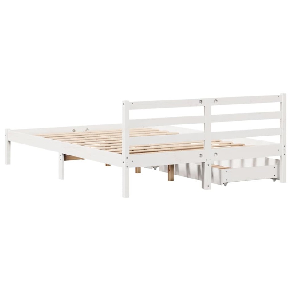 Estructura de cama sin colchón madera de pino blanco 135x190