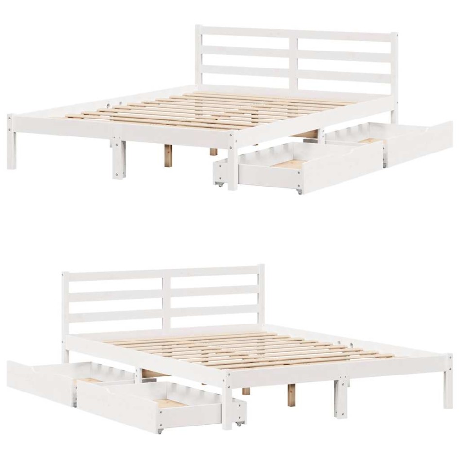 Estructura de cama sin colchón madera de pino blanco 135x190