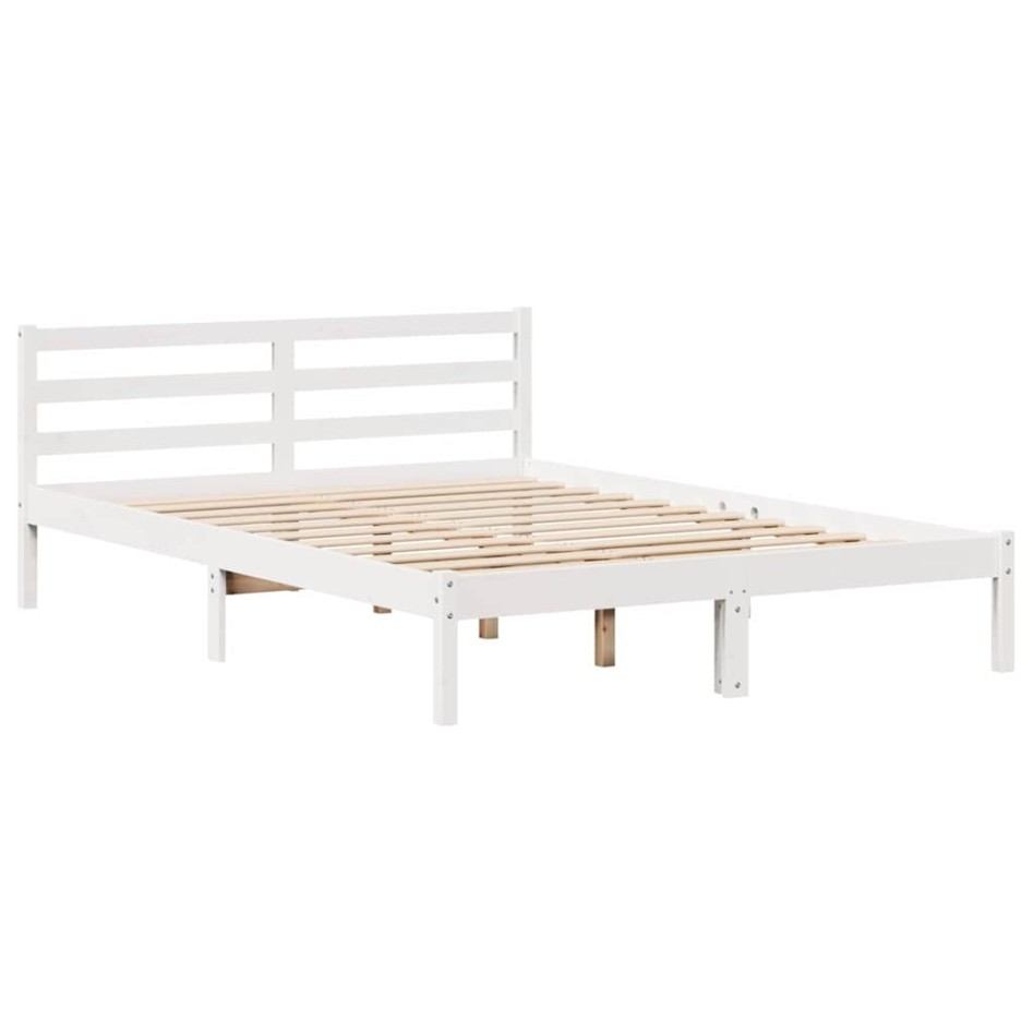 Estructura de cama sin colchón madera de pino blanca 140x190