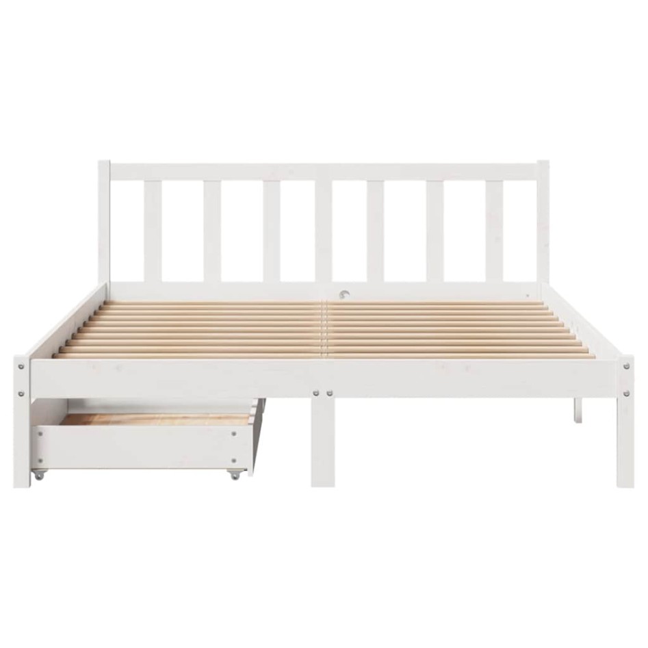 Estructura de cama sin colchón madera de pino blanca 120x200