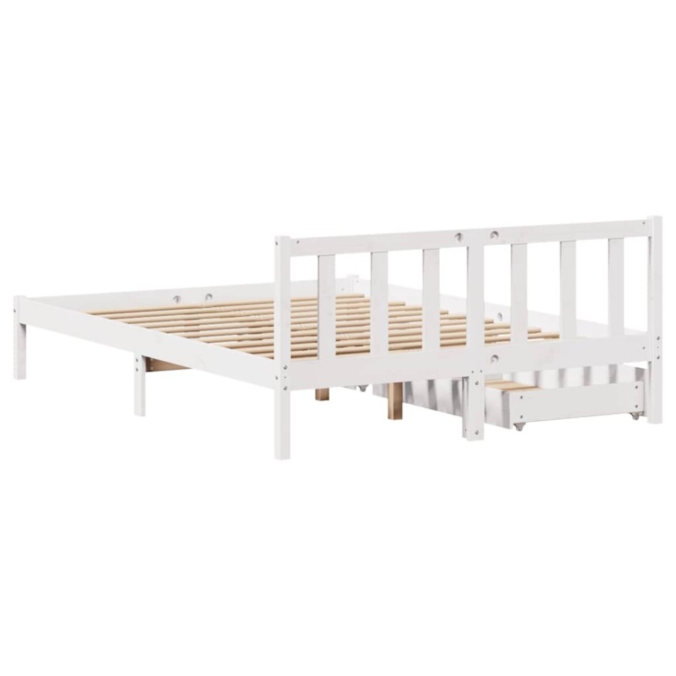 Estructura de cama sin colchón madera de pino blanca 120x200