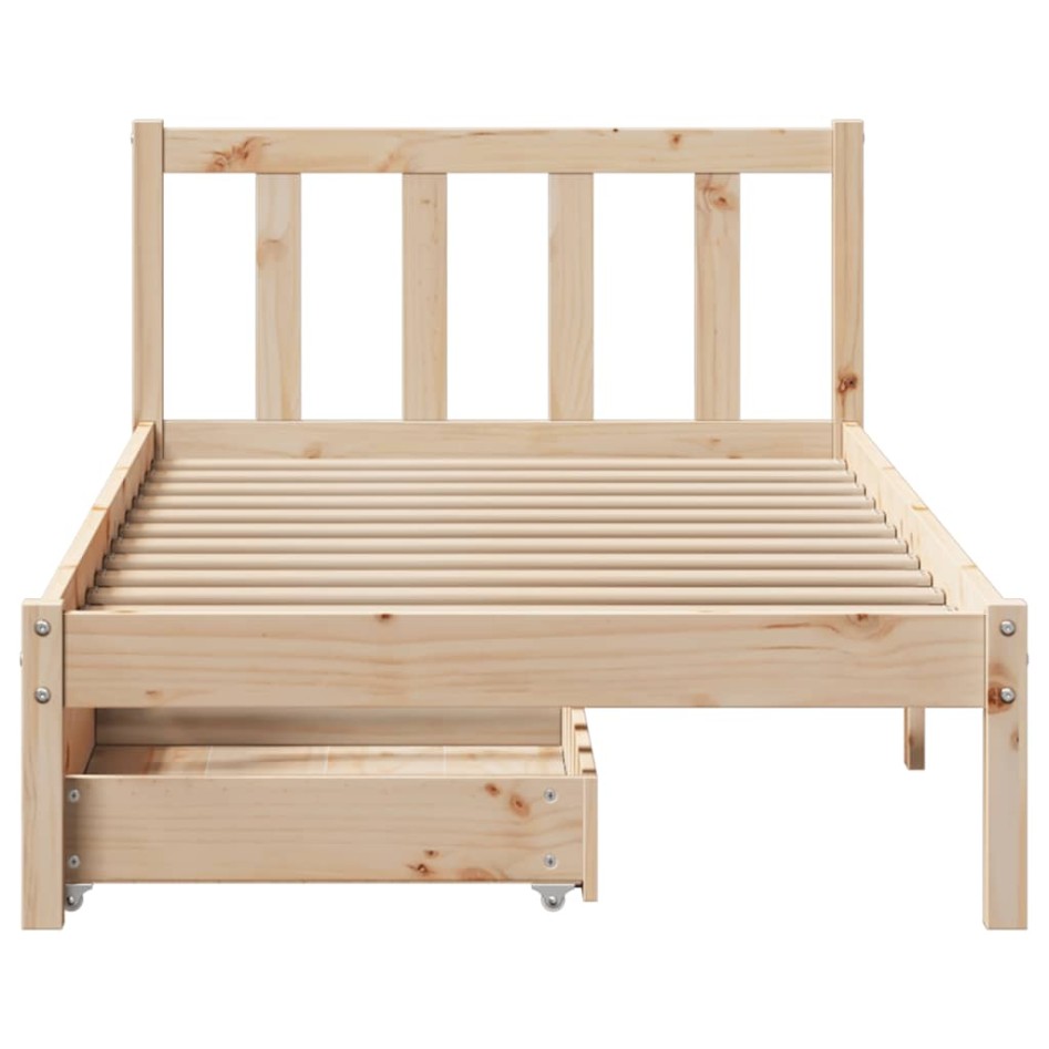 Estructura de cama sin colchón madera maciza de pino 90x200