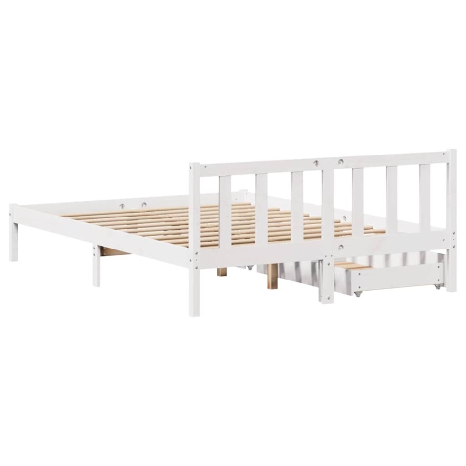 Estructura de cama sin colchón madera de pino blanca 140x200