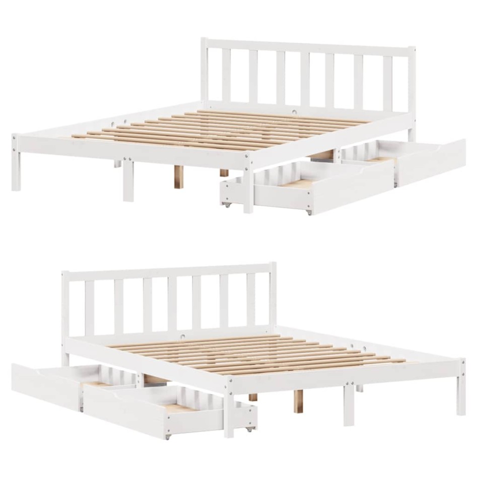 Estructura de cama sin colchón madera de pino blanca 140x200