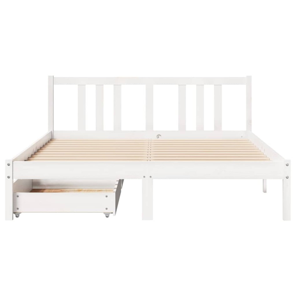 Estructura de cama sin colchón madera de pino blanca 140x200