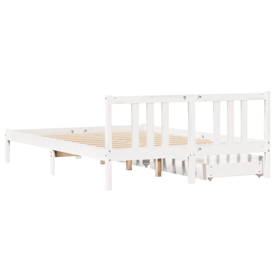 Estructura de cama sin colchón madera de pino blanca 140x200
