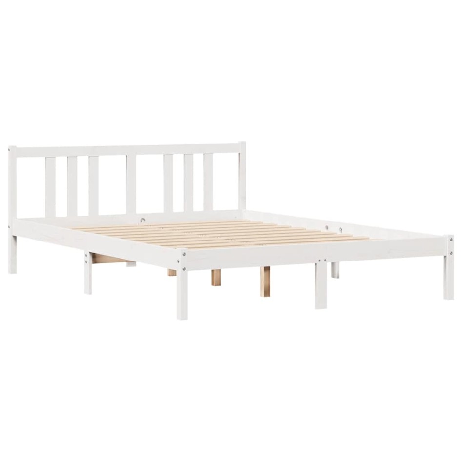 Estructura de cama sin colchón madera de pino blanca 140x200