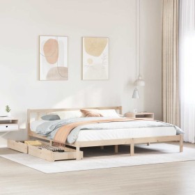 Estructura de cama sin colchón madera maciza de pino 200x200