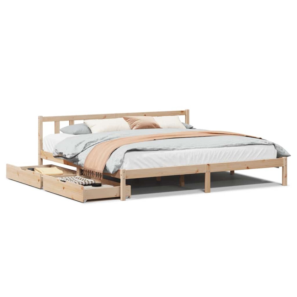 Estructura de cama sin colchón madera maciza de pino 200x200