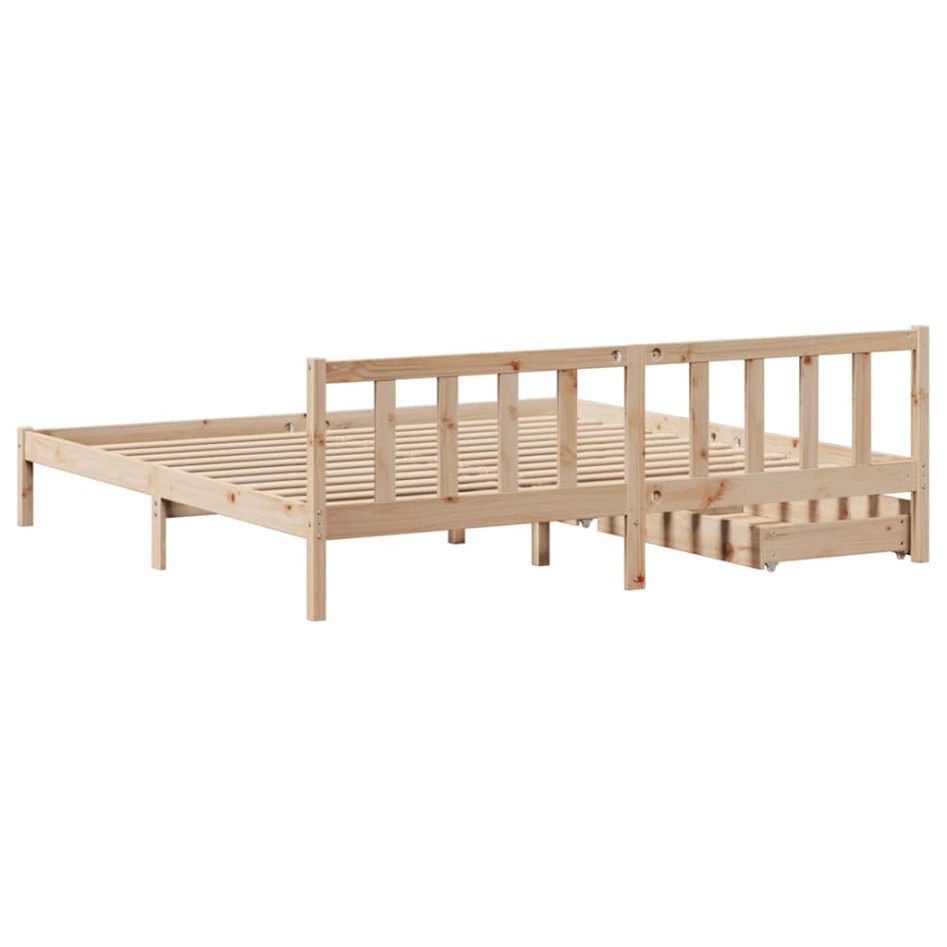 Estructura de cama sin colchón madera maciza de pino 200x200