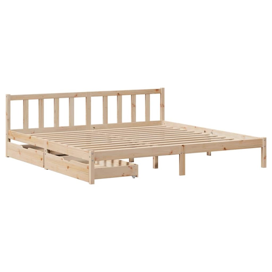 Estructura de cama sin colchón madera maciza de pino 180x200